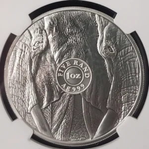 2021 S. AFRICA Silver 5 Rand - Big 5 Series II Elephant NGC MS70 - Image 2