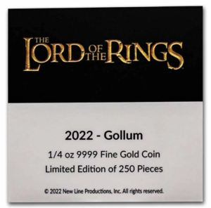 2022 Niue $25 Gold 1/4 oz .9999 Lord of the Rings LOTR Gollum - Image 6