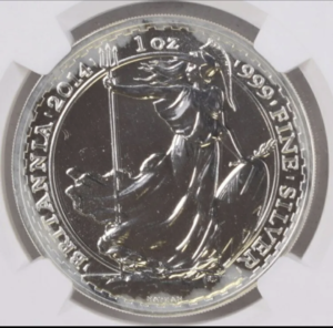 2014 Great Britain Silver 2 Pounds Britannia Lunar Horse - Obverse Mule Error - NGC MS70PL Proof-like