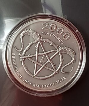 2022 Cameroon 2oz Silver Antique Finish Devils And Demons:  MEPHISTOPHELES - Image 2