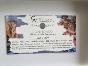 2023 Palau 3 oz Silver Micropuzzle: Doni Tondo by Michelangelo - Image 7