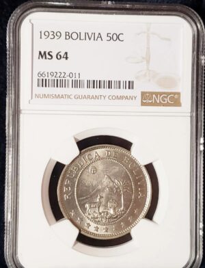 1939 NGC MS64 BOLIVIA 50C - Image 3