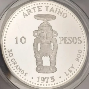 1975 ANACS PF-64 DCAM Deep Cameo Dominican Republic 10 Pesos - Pueblo Viejo Mine