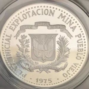 1975 ANACS PF-64 DCAM Deep Cameo Dominican Republic 10 Pesos - Pueblo Viejo Mine - Image 2