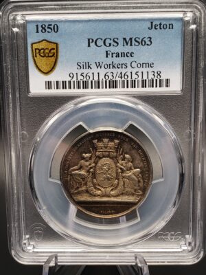 1850 PCGS MS63 FRANCE JETON- Silk Workers Corne - Image 3